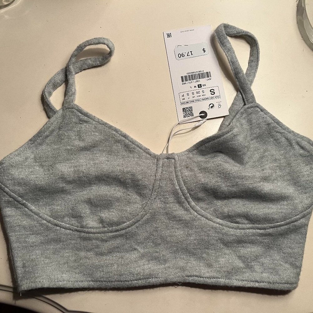 Zara bustier crop top in light green